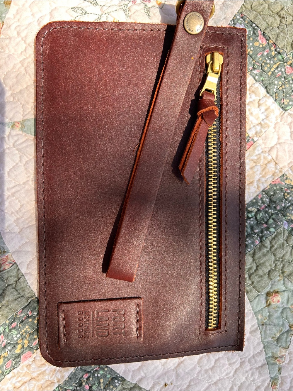 Portland Leather Brown Leather Wristlet - Picture 3 of 4
